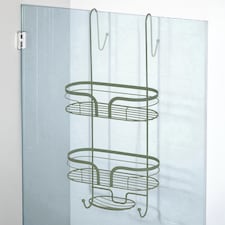 Showerdrape Dante Sage Green 2 Tier Over Door Hook Door Shower Caddy | Green | Sage Green | 1