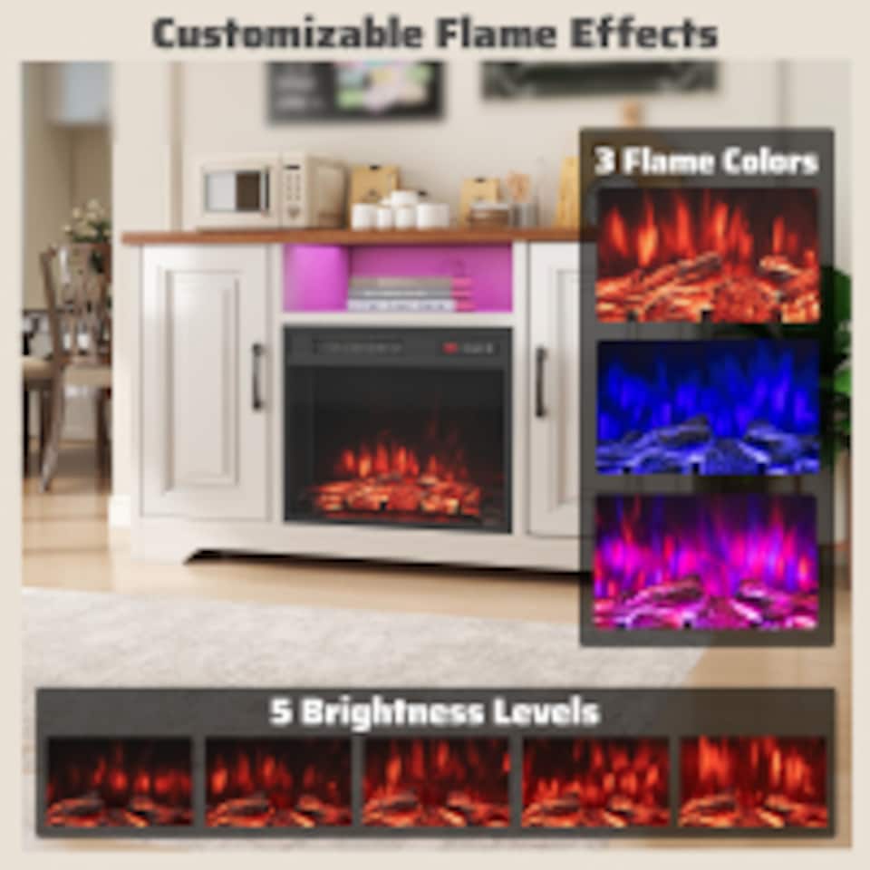 image 1 of COSTWAY Electric Fireplace Insert Fireplace Heater Black
