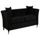 image 2 of 3 Seat Button Tufted Onyx Sofa,Settee With Wooden Legs,Chesterfield Sofa With Matching Cushions,Lounge Sofa Black