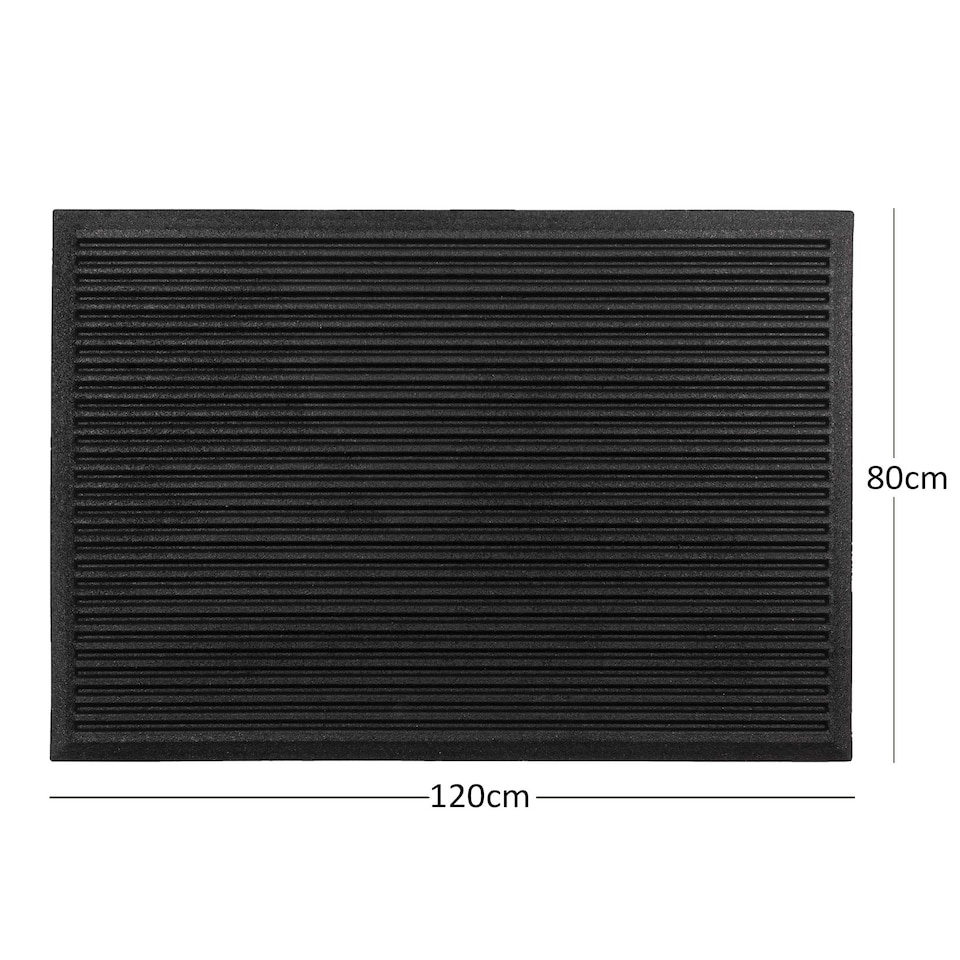 image 1 of Nicoman Ribbed Harmony Entrance Doormat 120x80cm | Black | 120x80cm