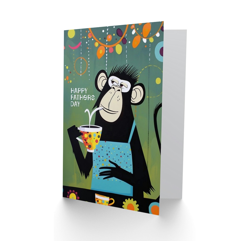 image 1 of Fathers Day Cp Apron Tea Colourful Fun Man Dad Card