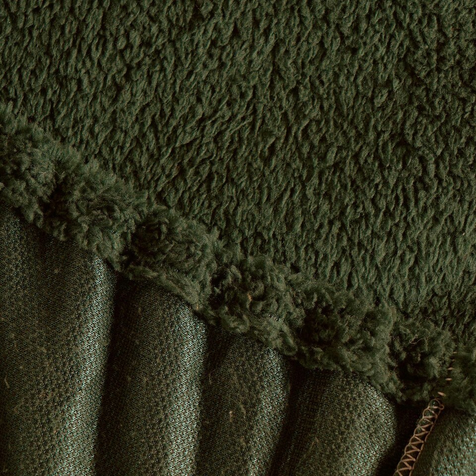 image 1 of OHS Soft Warm Thermal Teddy Fleece 25cm Deep Fitted Bed Sheet, Single - Woodland Green