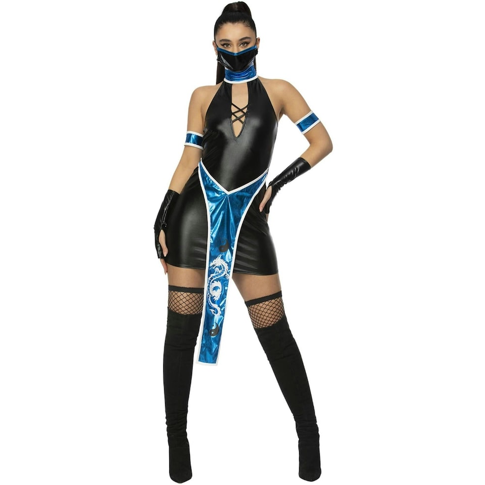 image 1 of Fever Womens/Ladies Ninja Costume Set - Black/Blue - XS XS