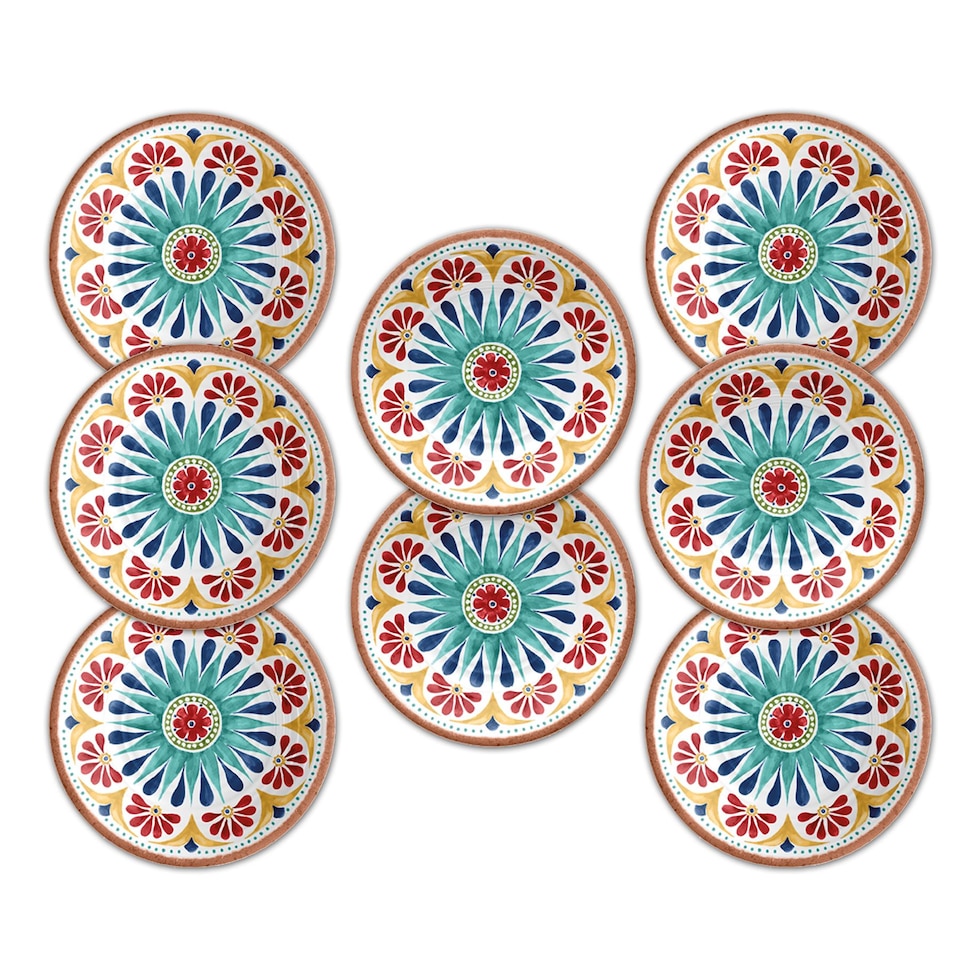 image 1 of Rio Medallion Melamine Side Plates - Set of 8 | Multi