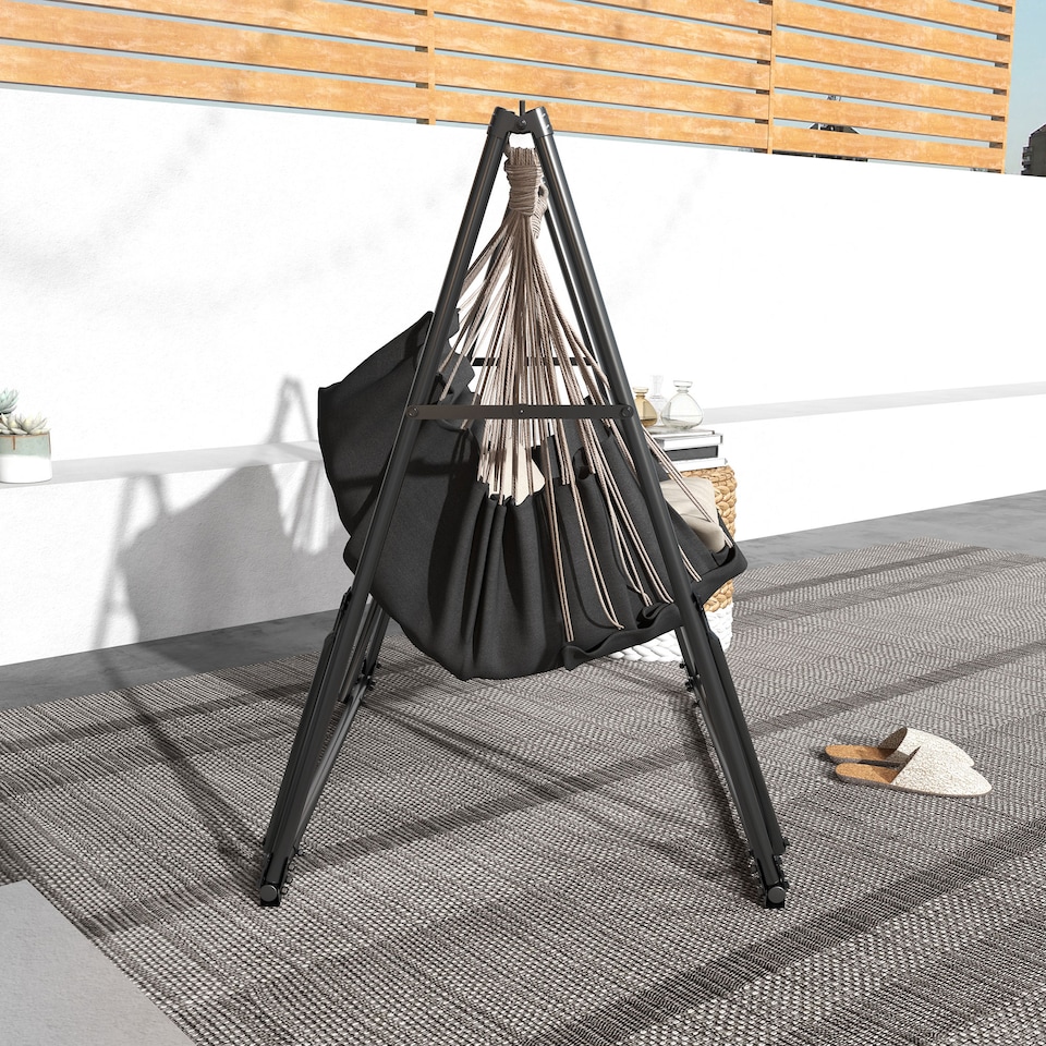 image 1 of Outsunny Foldable Hammock Stand, 2 in 1 Hammock Chair Stand
