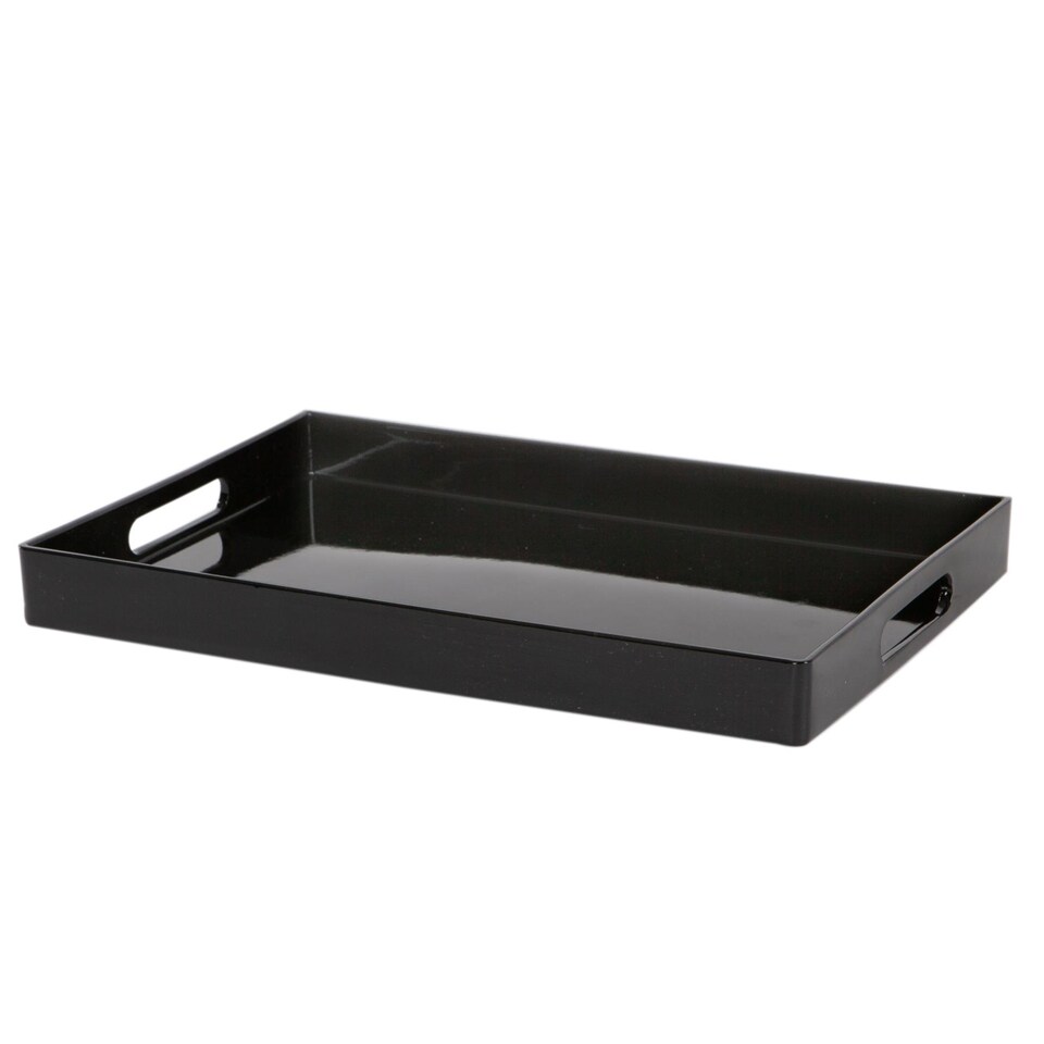 image 1 of Argon Tableware 3x Serving Trays - 34.5 x 25cm - Rectangular Tray Metallic Decorative Breakfast Tray Melamine Food Tray | Black | Black | One Size | 3