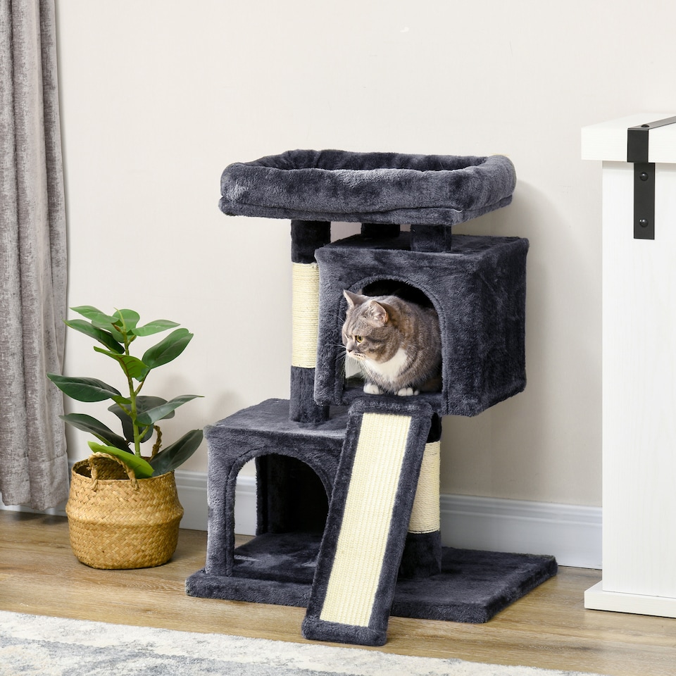 image 1 of PawHut Cat Tree 81cm Indoor Cat Scratching Post Kitten Tower