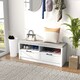 image 2 of HOMCOM Shoe Bench with Removable Cushion, Open Compartments White
