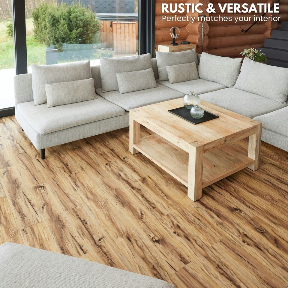 image 1 of NOVECRAFTO Self Adhesive Vinyl Floor Planks – 36x5.98 in (91.4x15.2cm) – Peel & Stick Flooring Tiles – Sandalwood Glow Wood Effect – Pack of Vinyl Tiles Brown | 4.17 sqm