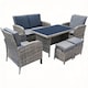 image 5 of 6 Piece Rattan Garden Furniture Set with Tempered Glass Top Table