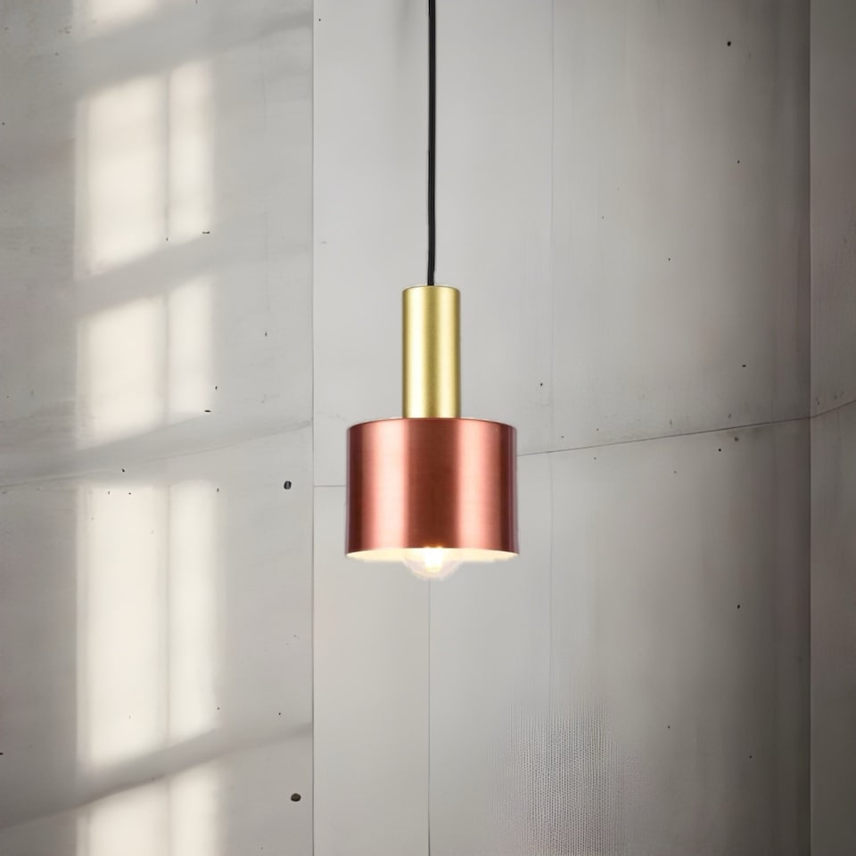 image 1 of CGC SELVIA Gold Copper-Dome Metal Pendant Light with Adjustable Black Cord | Gold | Gold | Height: 19 cm, Diameter: 12 cm