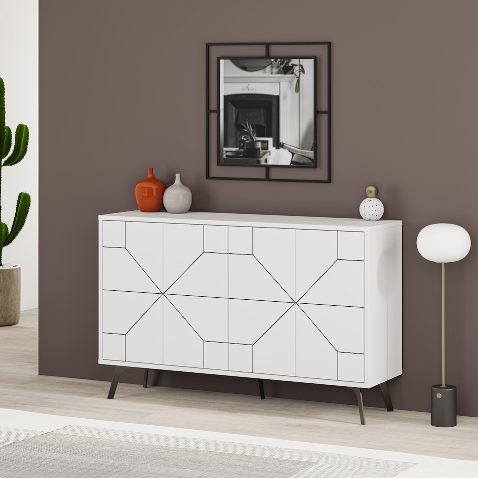 image 1 of Decortie Dune Sideboard Cabinet 123cm White