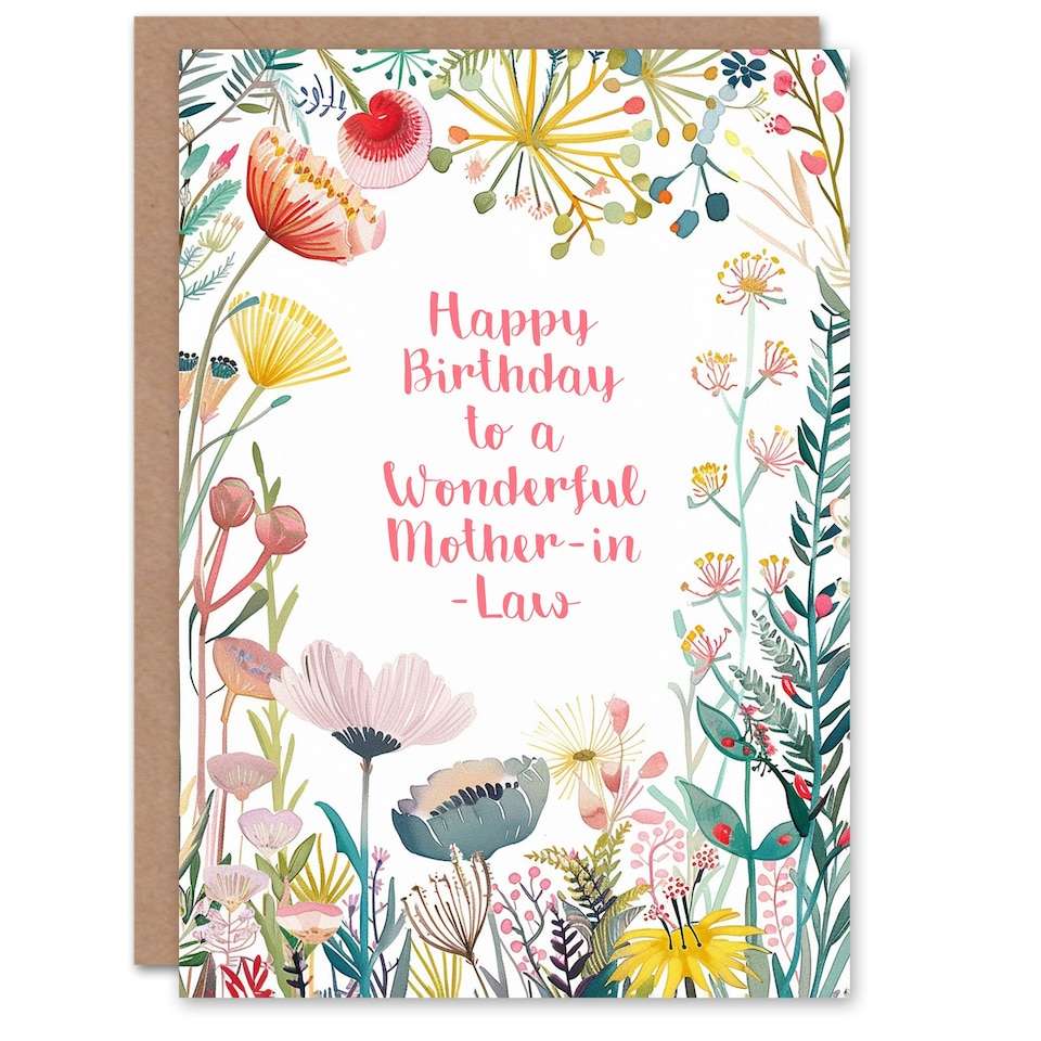 image 1 of Law Simple Elegant Wildflower Meadow Plants Mother-in-Law Birthday Card