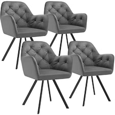 Armchair Lucia - padded, quilted pattern, 180 degree swivel chair | Grey | anthracite | 4