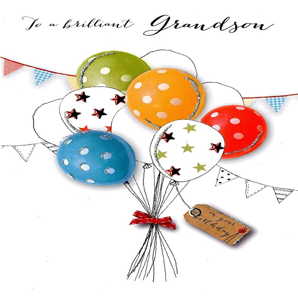 image 1 of Brilliant Grandson Birthday Embellished Greeting Card Joie De Vivre Range Cards