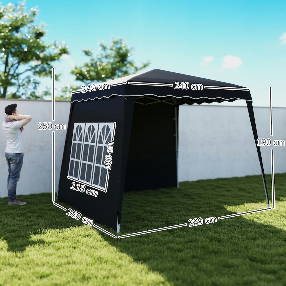 image 1 of Outsunny 2.4 x 2.4m UV50+ Pop Up Gazebo Canopy Tent with Carry Bag, Black