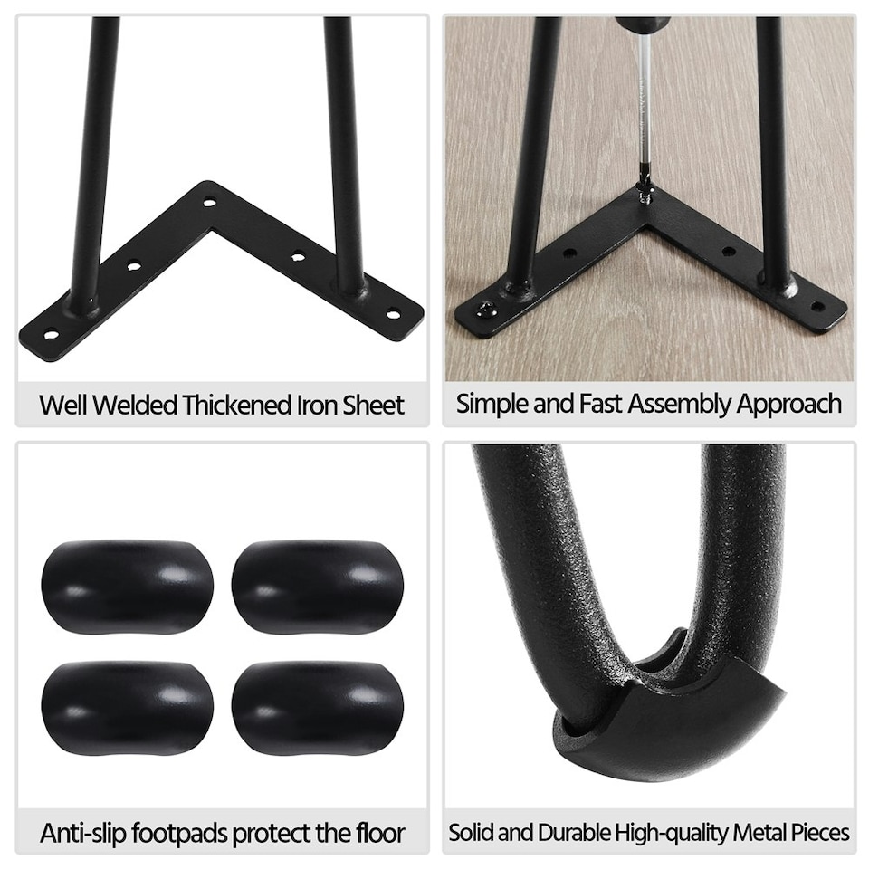 image 1 of Yaheetech Solid Hairpin Table Legs Black