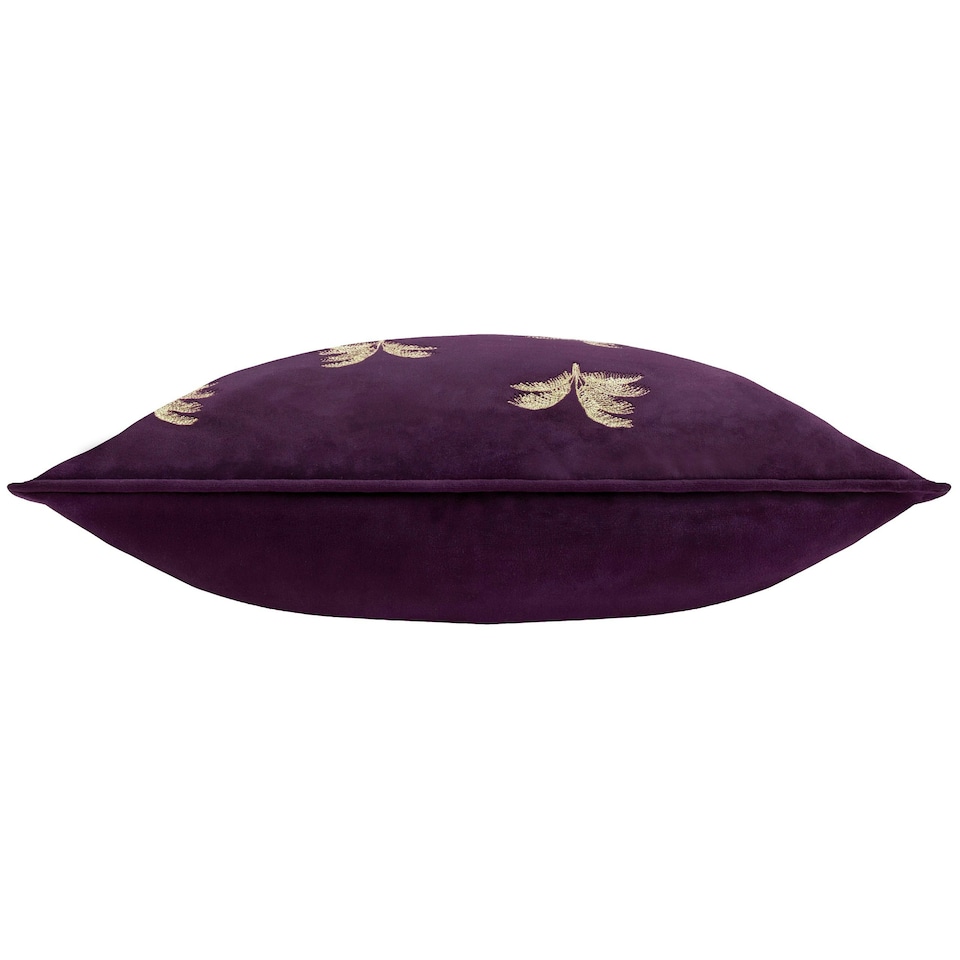 image 1 of Paoletti Guilded Palms Embroidered Plum Cushion Cover 45 x 45 cm Multi