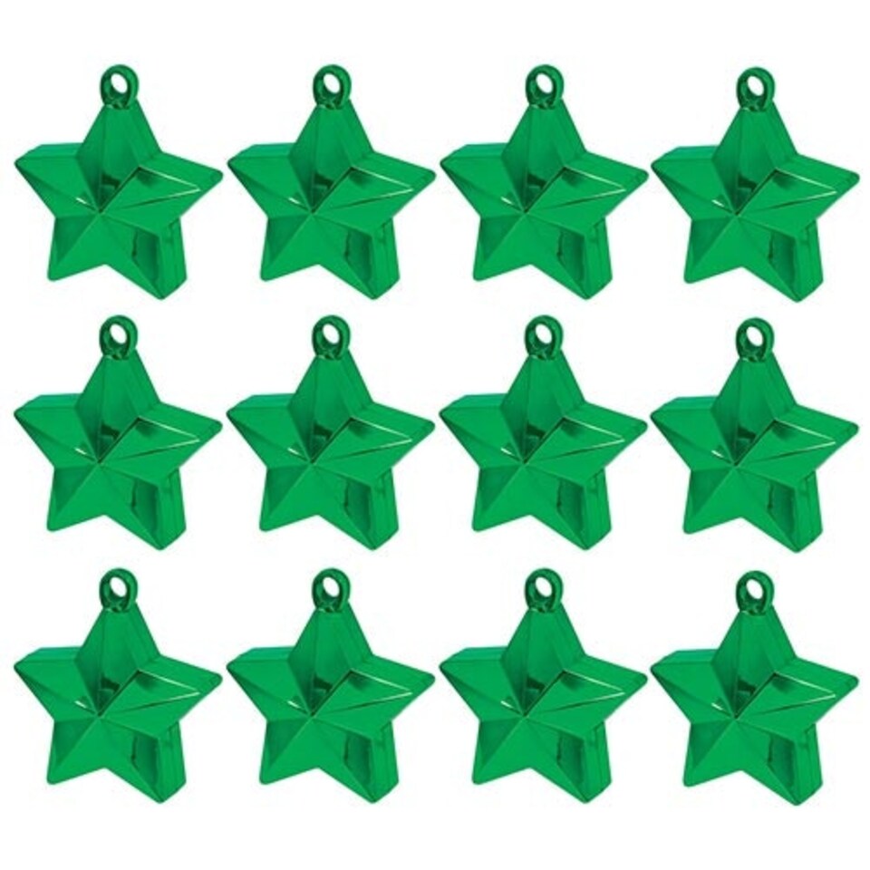Green Star Balloon Weights - Pack of 12