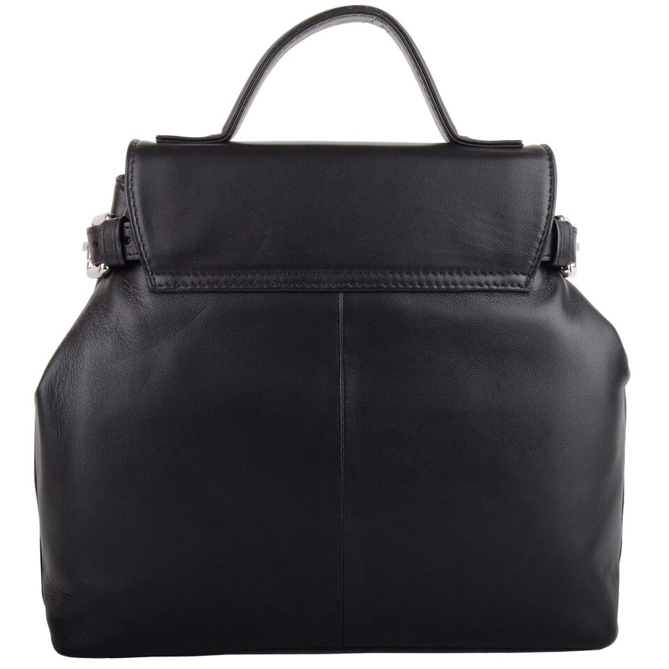 image 1 of Premium Soft Genuine Leather Cross Body Shoulder Bag, Detachable Strap Black | Black