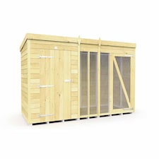 10ft X 4ft Dog Kennel and Run Full Height - Wood - L118 x W302 x H201 cm