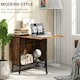 image 7 of HOMCOM Mobile Drop Leaf Dining Table on Wheels with Storage Shelf Rustic Brown
