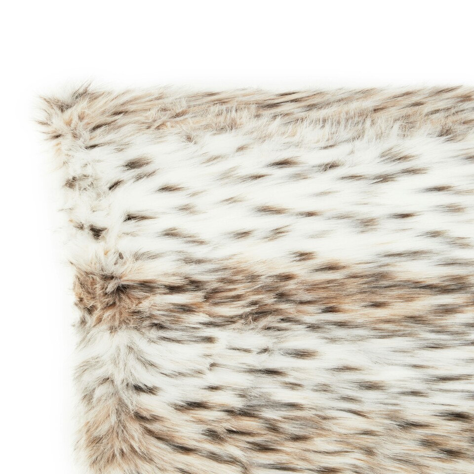 image 1 of Bosie Lamina Animal Print Square Fur Cushion Cream