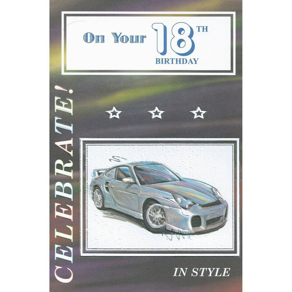 image 1 of On Your 18th Car Design Celebrate Birthday Card