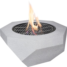 Field & Flame Rhoda Wood Burning BBQ Fire Pit in Concrete Grey