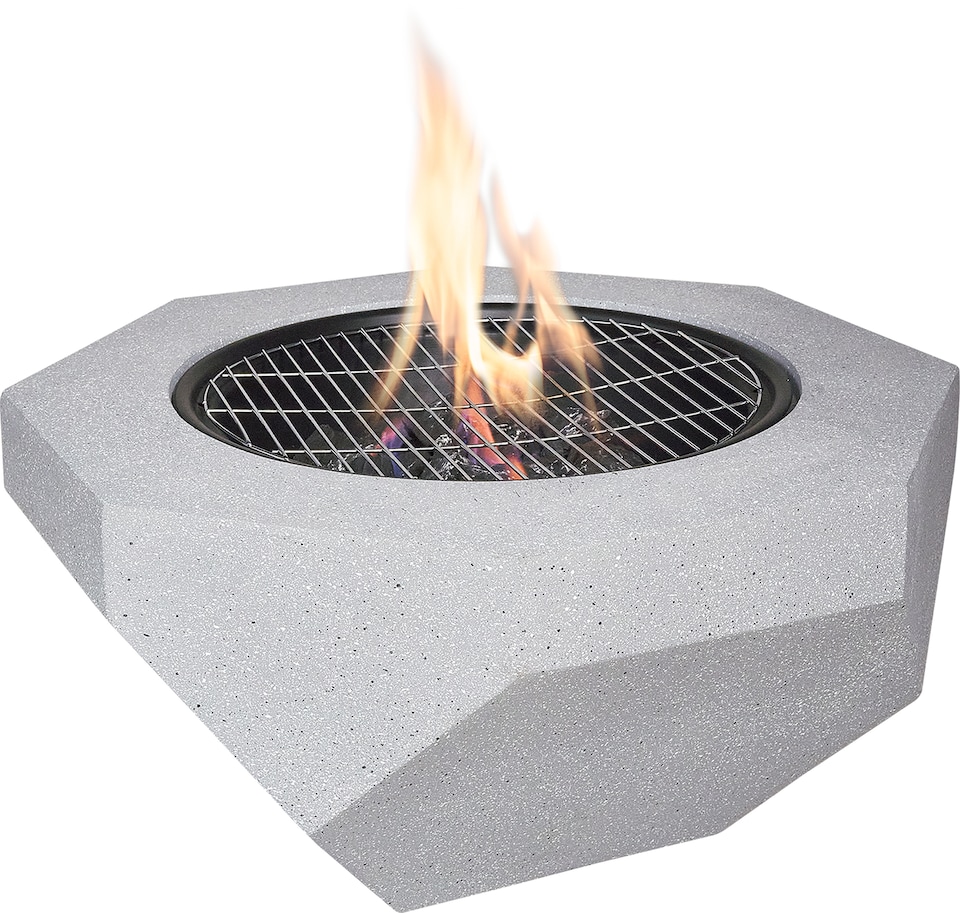 image 1 of Field & Flame Rhoda Wood Burning BBQ Fire Pit in Concrete Grey