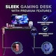 image 3 of House of Home Gaming Desk Carbon Fibre Finish Black 120cm Cup Holder, Headphone Hook | Black