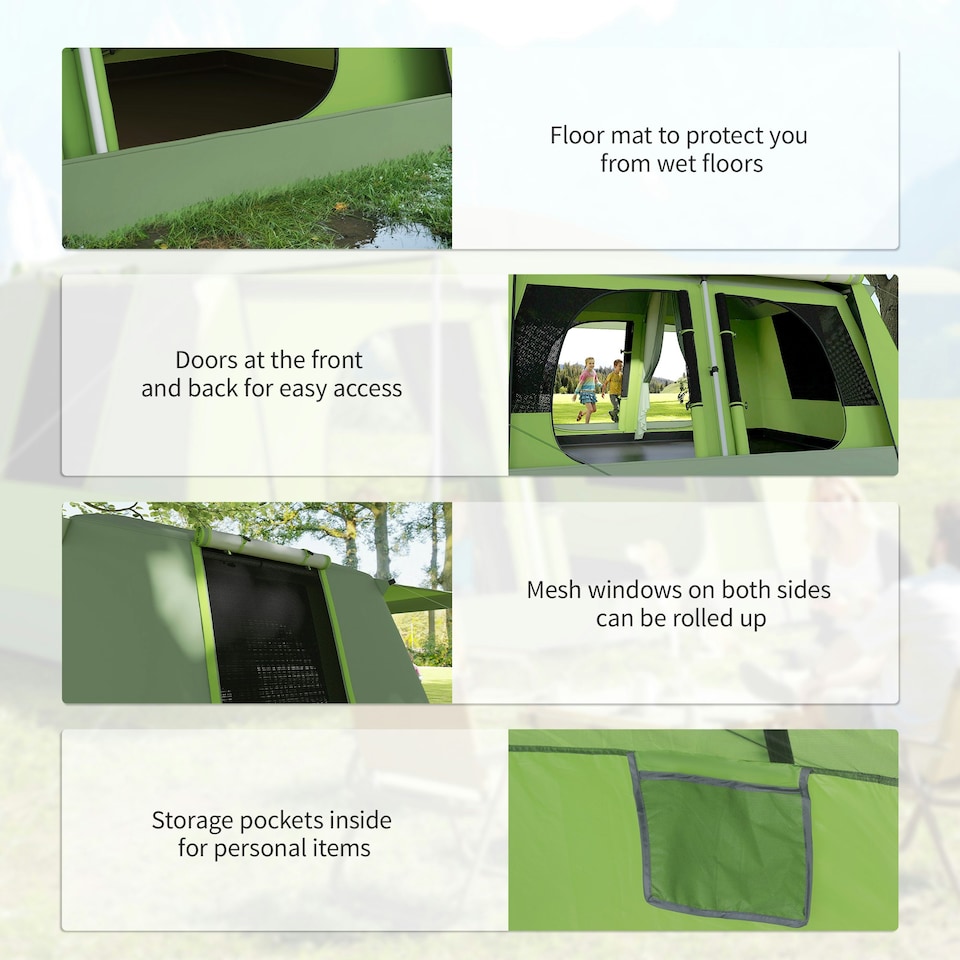 image 1 of Outsunny Two Room Dome Tent Camping Shelter w/ Porch and Portable Carry Bag