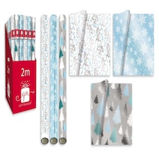 Pack of 3 2m Elegant Ice Foil Design Christmas Gift Wrapping Paper