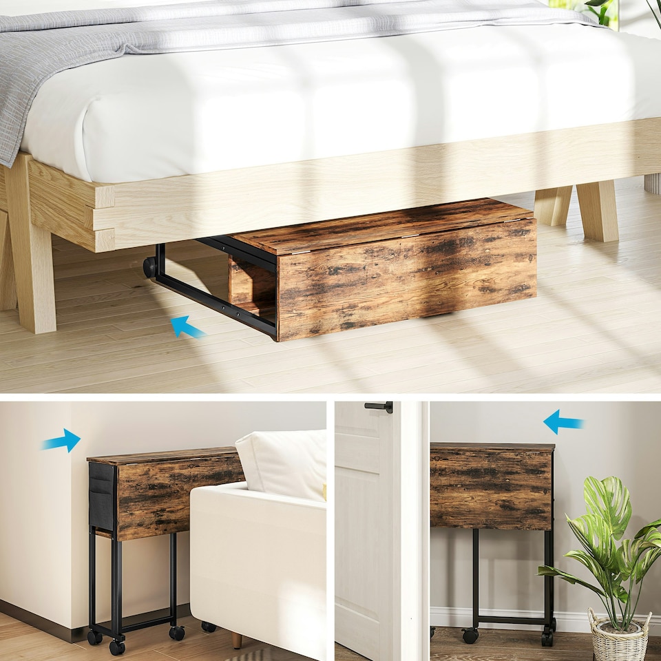 image 1 of HOMCOM 80 cm Foldable Computer Desk on Wheels for Small Spaces | Brown