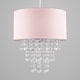 image 3 of ValueLights Pink Cylinder Ceiling Pendant Light Shade with Clear Acrylic Jewel Effect Droplets - Complete with a 10w LED GLS Bulb 3000K Warm White