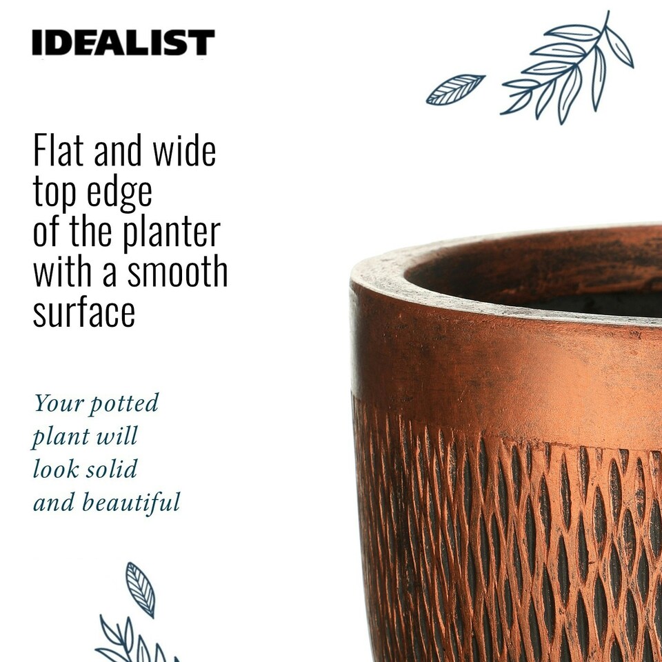 image 1 of Mesh Style Bronze Round Planter, Indoor Plant Pot D26.5 H24.5 cm, 13 ltrs Cap.