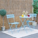 image 6 of Harbour Housewares 2 Seater Sussex Bistro Set - Round - Cornflower Blue | Blue | Cornflower Blue | 1
