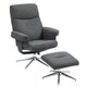 image 1 of HOMCOM Recliner Chair with Footstool, Upholstered Velvet Fabric Armchair with Adjustable Back, Solid Wood Frame for Living Room, Charcoal Grey | Grey | Charcoal grey