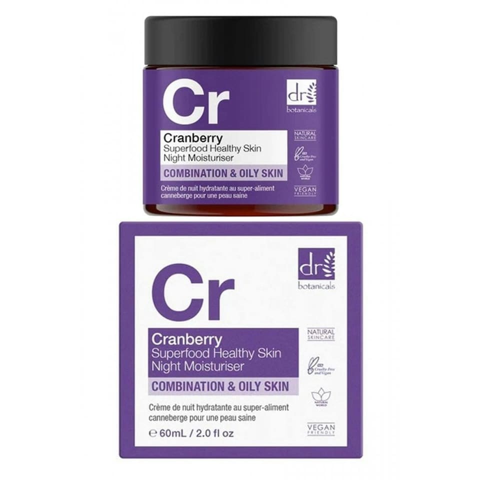image 1 of Dr Botanicals Night Moisturiser Healthy Skin 60ml Combination & Oily Cranberry Infuse