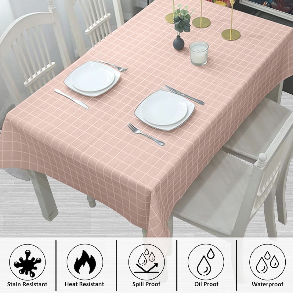 image 1 of Checkered Rectangular Tablecloth, PVC Plastic Table Cover - 137x180cm