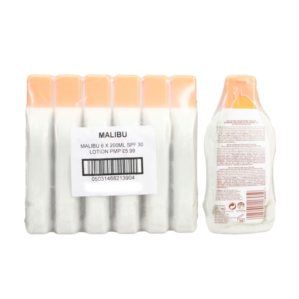 image 1 of Malibu Suncare 6 x 200ml Lotion SPF 30 PMP