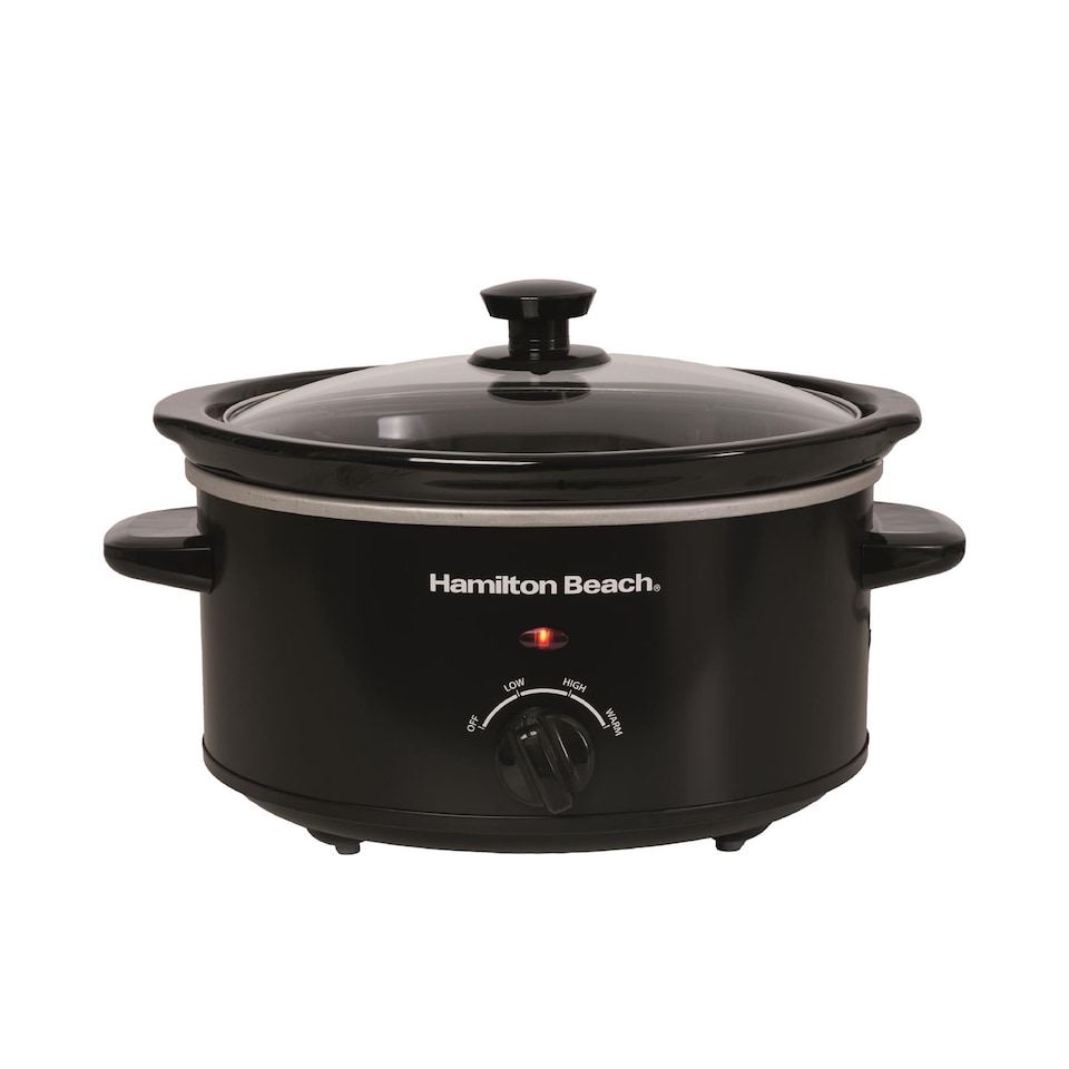 image 1 of Hamilton Beach Slow Cooker, 3.5 Litres, Comfort Cook, 160W, Energy-Efficient, Removable Oven-Safe Ceramic Bowl, 3 Heat Settings, Serves 2-4 People, Easy Clean, Black - HBSC040B