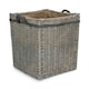 image 1 of Small Wicker Grey Wash Square Hessian Lined Log Basket