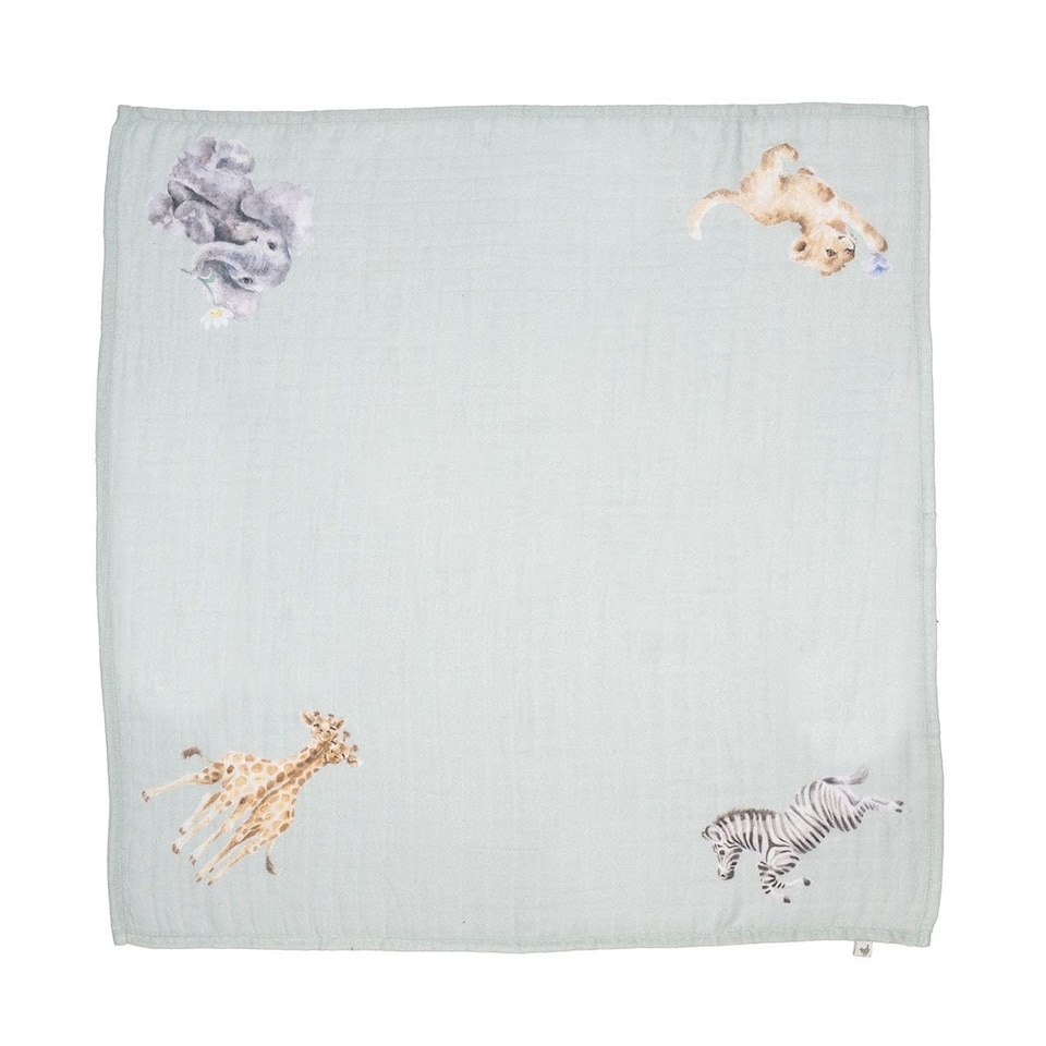 image 1 of Wrendale Designs Little Wren Set of 2 Safari Design Baby Muslin Squares