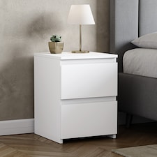 Vida Designs Denver 2 Drawer Large Bedside Chest Cabinet Table Nightstand, White