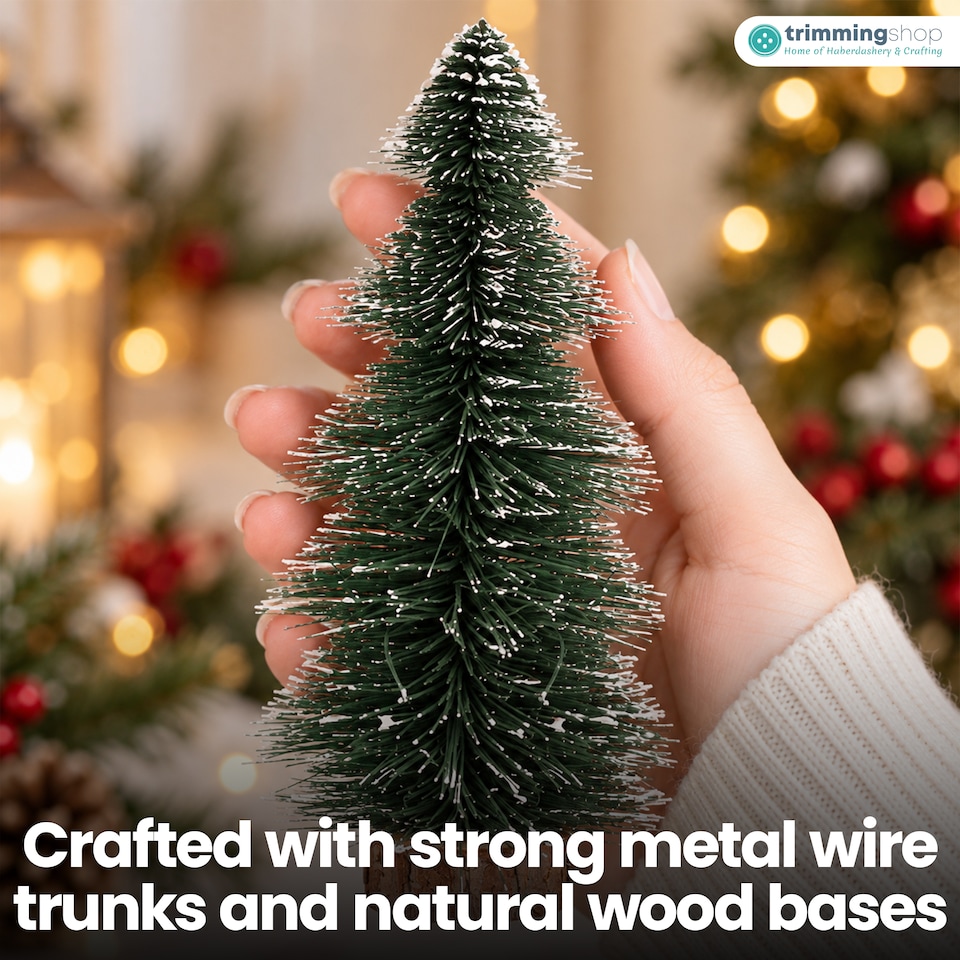 image 1 of 4 Sizes Green Snow-Dusted Pine Christmas Tree, Mini Tabletop Tree Set