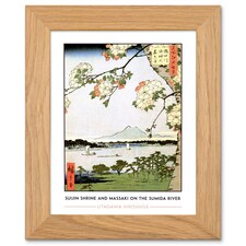 Utagawa Hiroshige Suijin Shrine And Massaki On The Sumida River Art Oak Wood Framed Wall Print