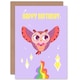 image 1 of Kawaii Cute Flying Pink Owl Kids Child Birthday Card