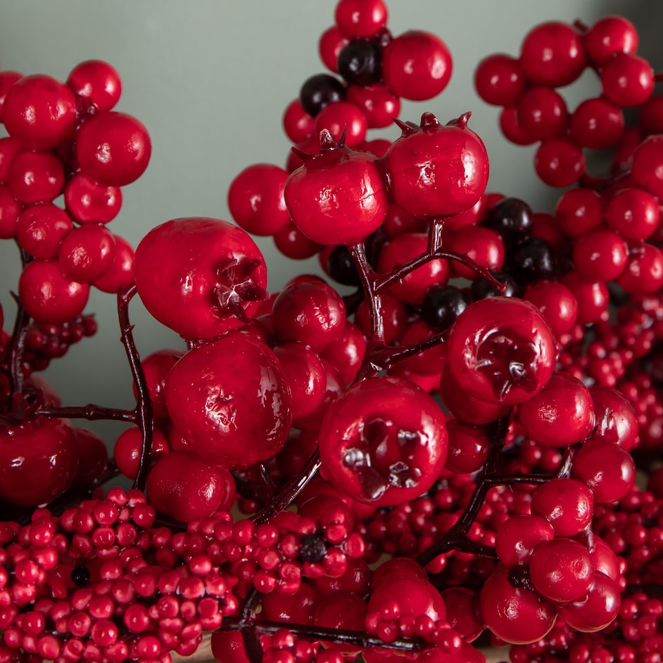 image 1 of 1.8m Red Plastic Berry Burst Christmas Garland