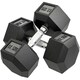 image 1 of HOMCOM 2x17.5KG Rubber Hex Dumbbell Portable Hand Weights Home Gym